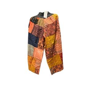 #58 NWT 💯 cotton patchwork wide leg pant